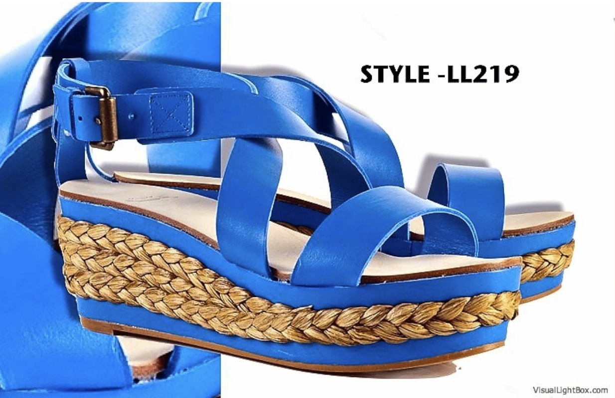 Leren espadrilles met plateauzool voor dames