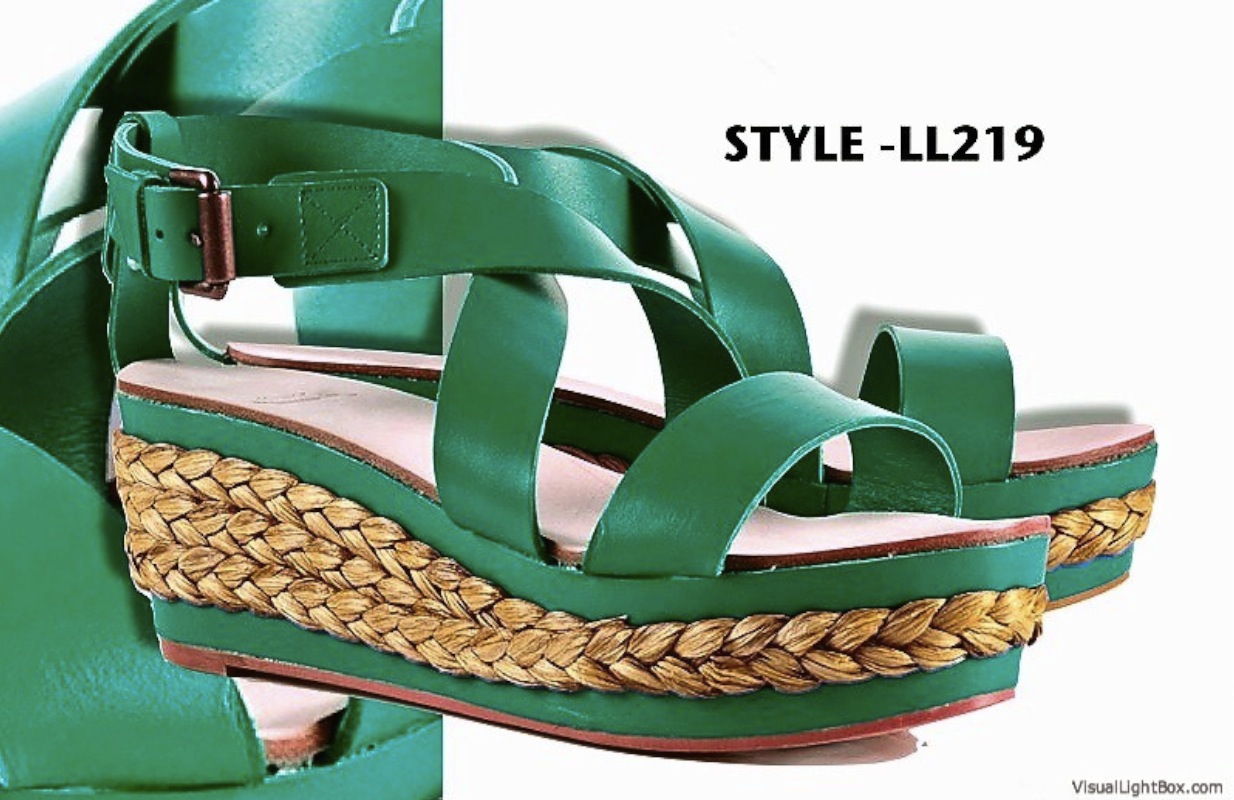 Leren espadrilles met plateauzool voor dames