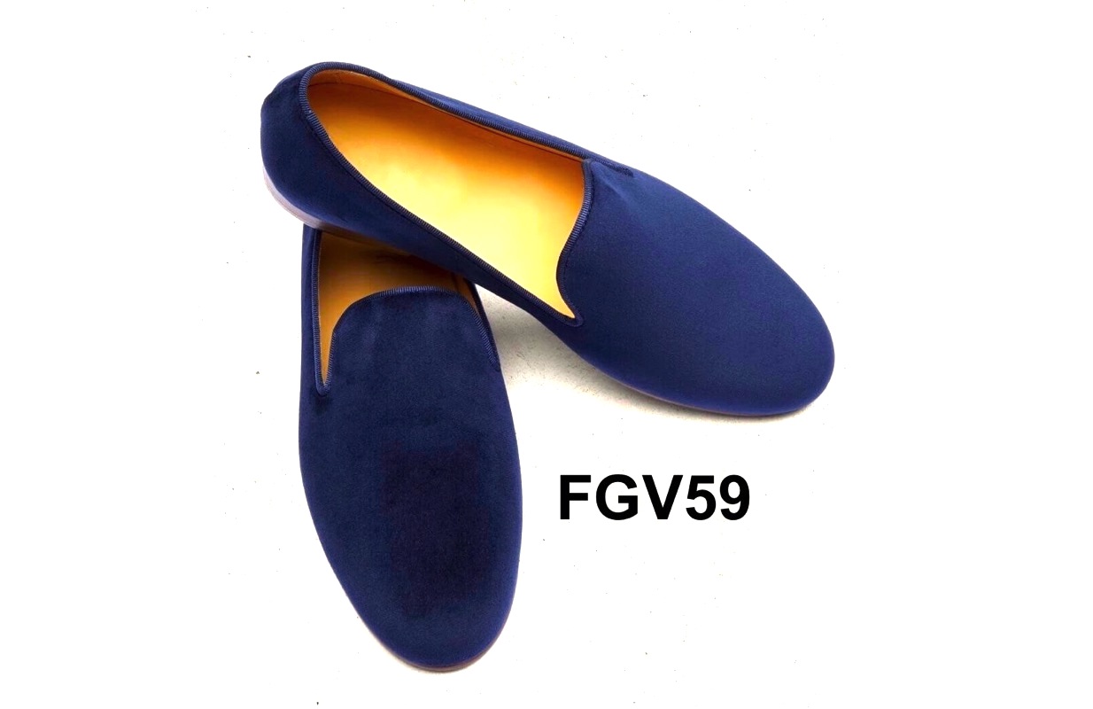 Blauwe linnen meisjesloafers