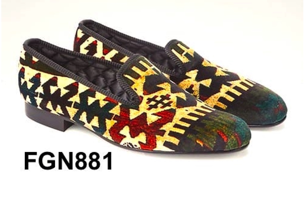 Damesloafers van bedrukt linnen