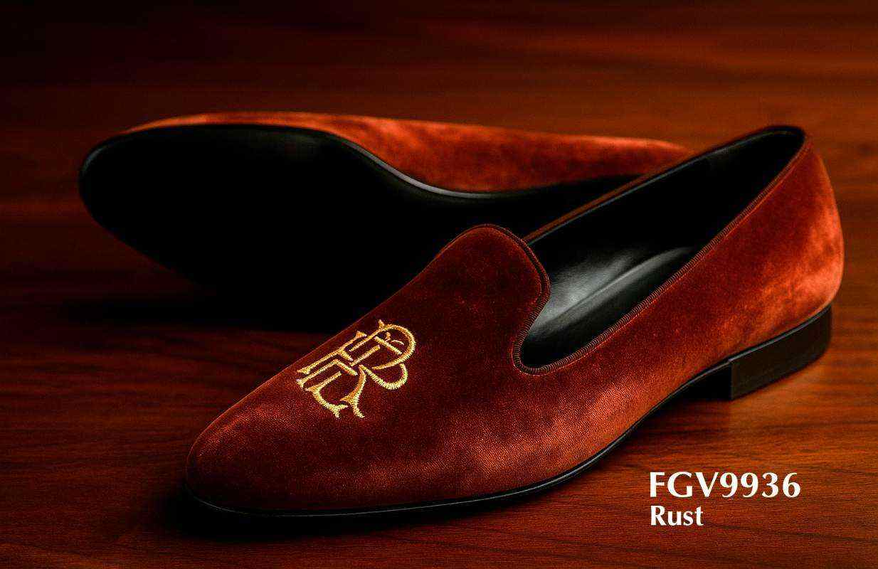 roest-goud fluwelen slippers FGV9936