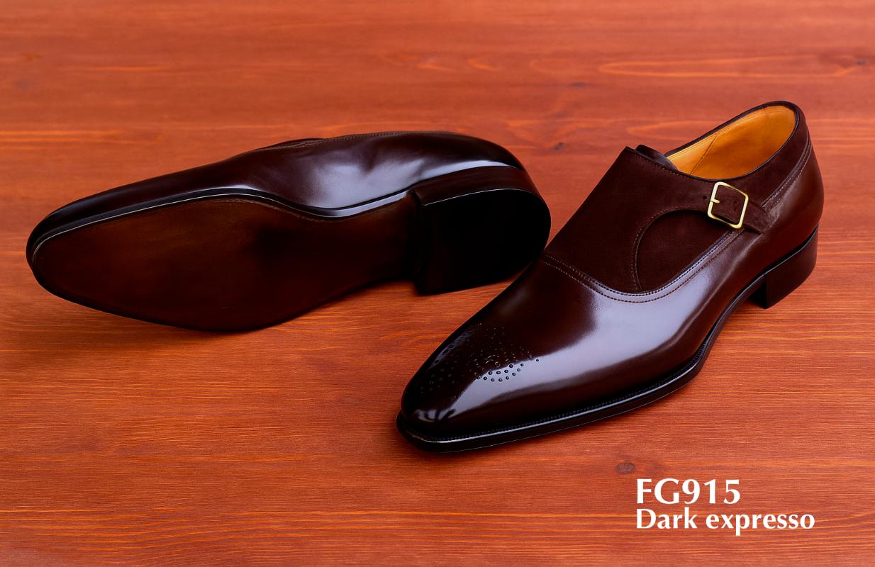 Donkere espresso Monk Strap leren schoen