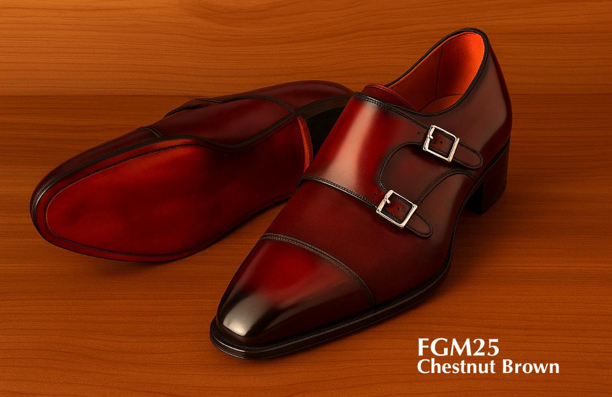 Monk Strap leren schoen kastanjebruin