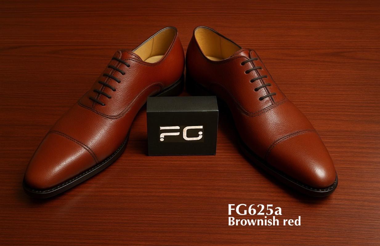 Cap-Toe leren schoen bruin-rood