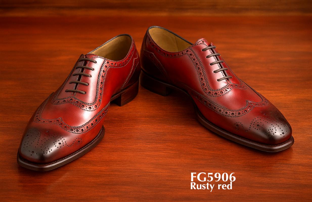 Op maat gemaakte Brogue schoen, roestrood, Goodyear welt