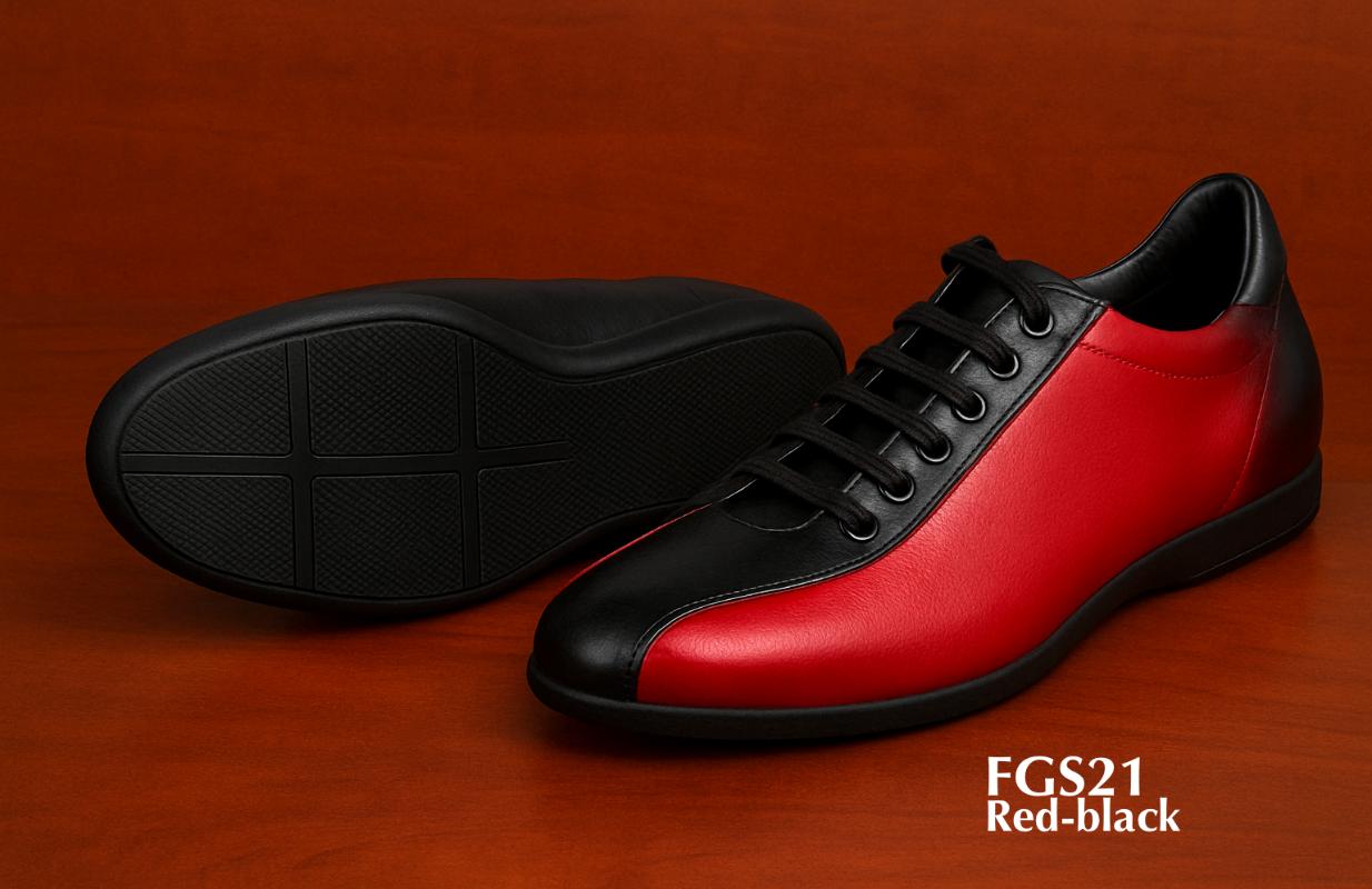 FGS21 rode en zwarte leren sportmode sneakers
