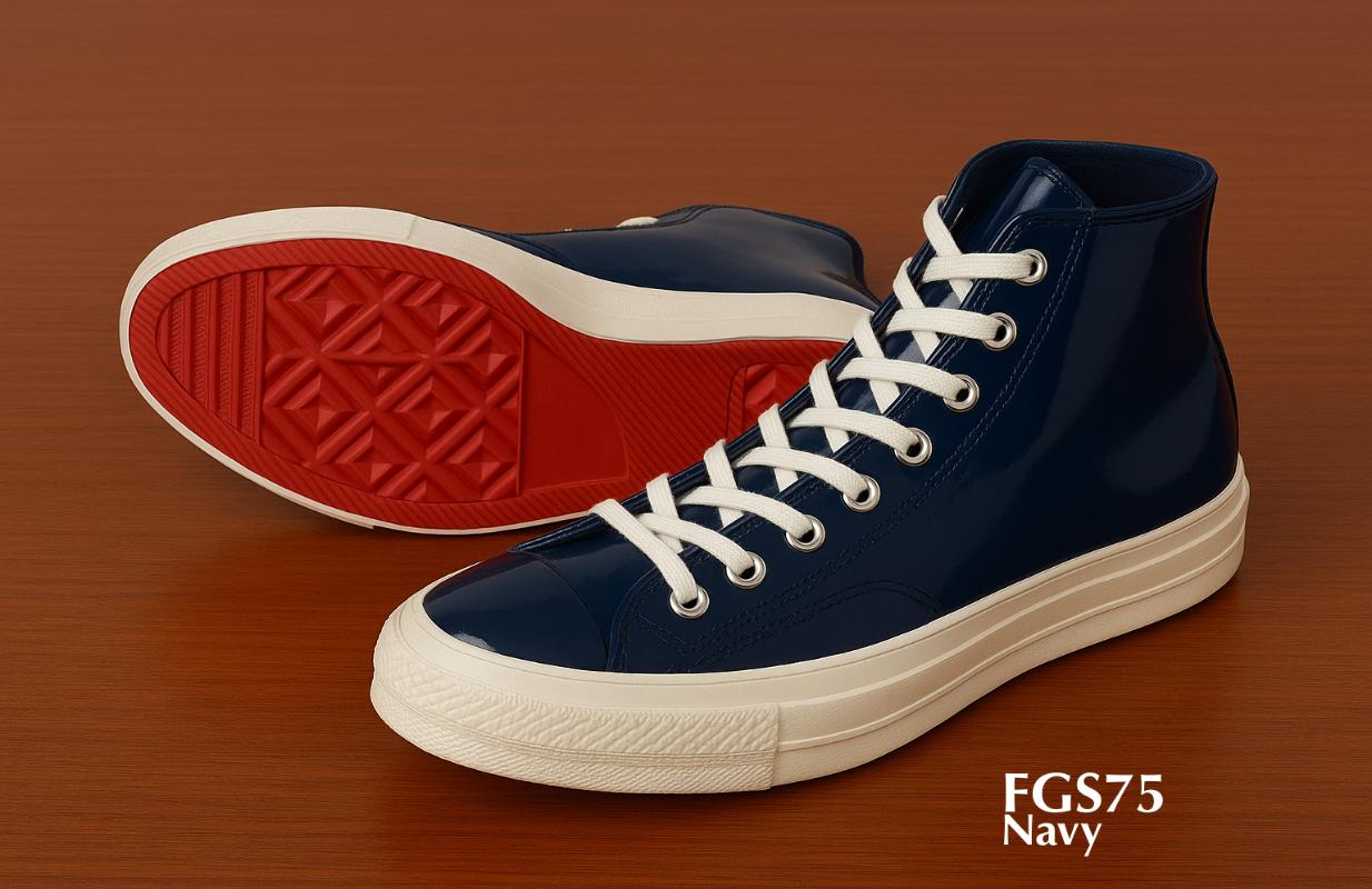 FGS75 marineblauwe hoge leren sneakers